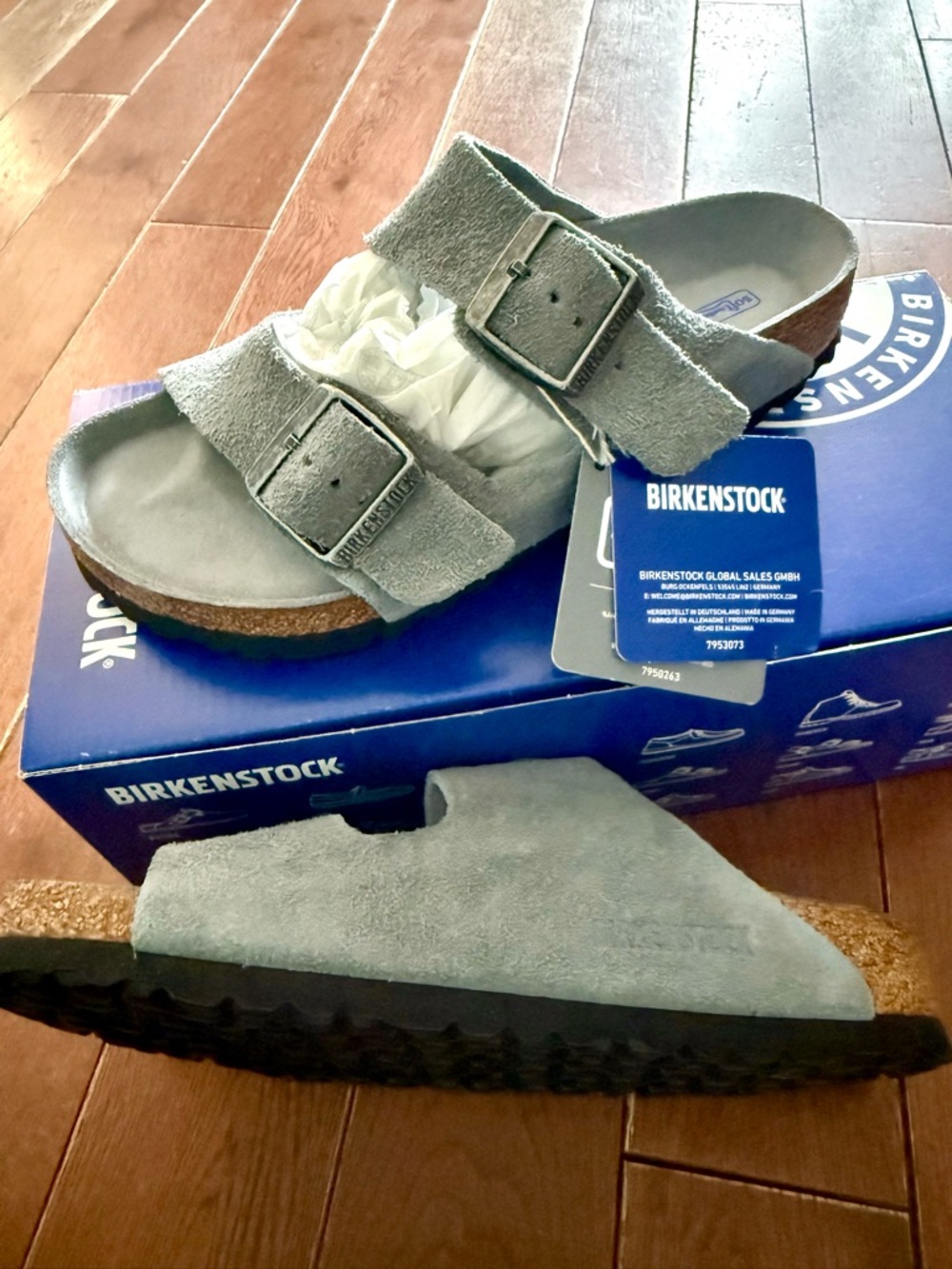 Birkenstock Arizona suede SOFT FOOTBED basalt grey gray sandal NWT NIB 37